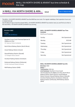 NHILL VIA NORTH SHORE & ARARAT Bus Time Schedule & Line