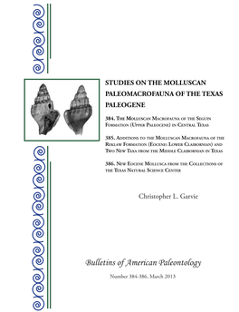 Studies on the Molluscan Paleomacrofauna of the Texas Paleogene