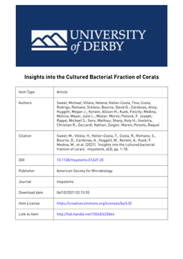 Insights Into the Cultured Bacterial Fraction of Corals