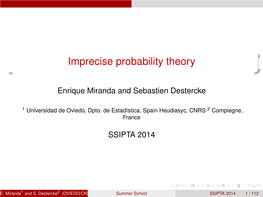 Imprecise Probability Theory