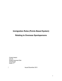 Immigration Rules (Points Based System)