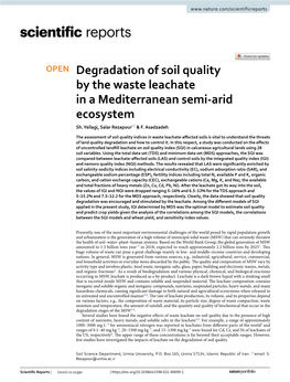 Degradation of Soil Quality by the Waste Leachate in a Mediterranean Semi‑Arid Ecosystem Sh