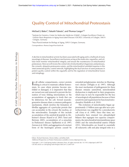 Quality Control of Mitochondrial Proteostasis