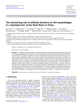 The Structuring Role of Artificial Structure on Fish Assemblages in A