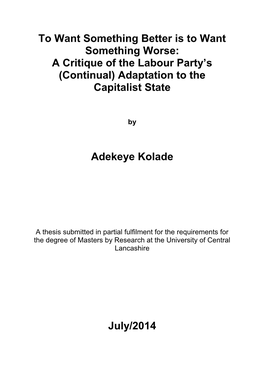 A Critique of the Labour Party's