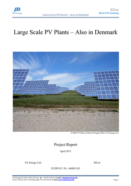 Large Scale Pv Plants – Also in Denmark