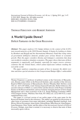 A World Upside Down? Deficit Fantasies in the Great Recession