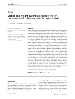 Dieting and Weight Cycling As Risk Factors for Cardiometabolic Diseases: Who Is Really at Risk?