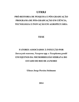 Pró-Reitoria De Pesquisa E Pós-Graduação Programa De Pós-Graduação Em Ciência, Tecnologia E Inovação Em Agropecuária