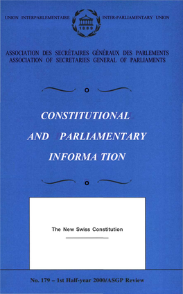 The New Swiss Constitution INTER-PARLIAMENTARY UNION