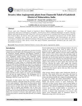 Invasive Alien Angiospermic Plants from Chamorshi Tahsil of Gadchiroli District of Maharashtra, India