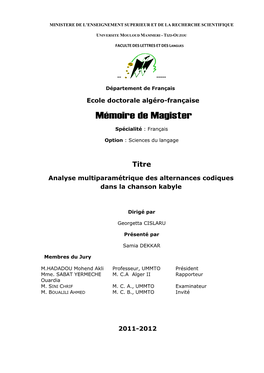 Mémoire De Magister