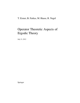 Operator Theoretic Aspects of Ergodic Theory