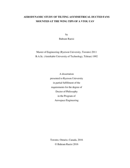 Aerodynamic Study of Tilting Asymmetrical Ducted Fans Mounted at the Wing Tips of a Vtol Uav