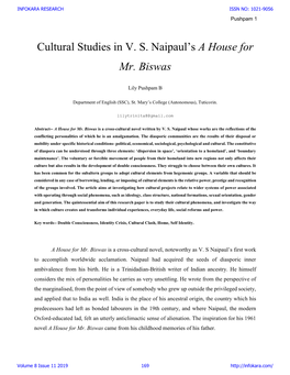 Cultural Studies in V. S. Naipaul's a House for Mr. Biswas