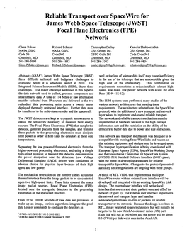 Reliable Transport Over Spacewire for James Webb Space Telescope (JWST) Focal Plane Electronics (FPE) Network