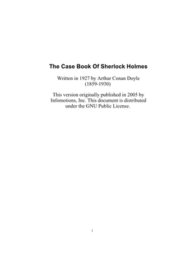 The Case Book of Sherlock Holmes