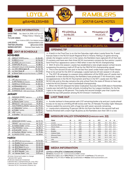 Loyola Ramblers @Ramblersmbb 2017-18 Game Notes