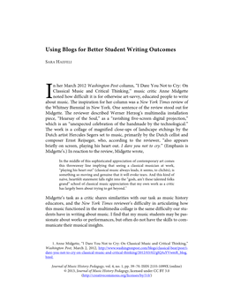 Using Blogs for Better Student Writing Outcomes