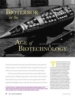 BIOTERROR AGE of BIOTECHNOLOGY