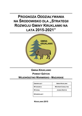 Strategii Rozwoju Gminy Kruklanki Na Lata 2015 – 2021