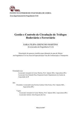 Gestão E Controlo De Circulação De Tráfegos Rodoviário E Ferroviário