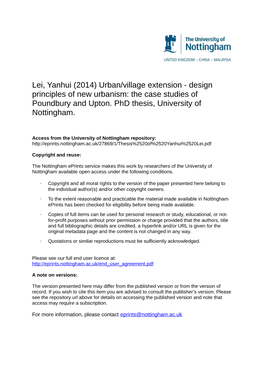 Design Principles of New Urbanism: the Case Studies of Poundbury and Upton