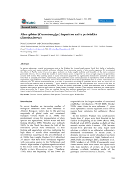 Crassostrea Gigas) Impacts on Native Periwinkles (Littorina Littorea)