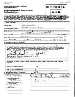 RECEIVED 41 National Register of Historic Places Registration Form SEP 2 8