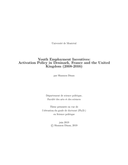 Youth Employment Incentives: Activation Policy in Denmark, France and the United Kingdom (2008-2016)