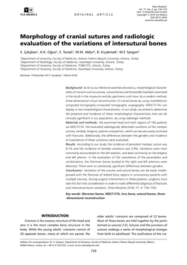 Morphology of Cranial Sutures and Radiologic Evaluation of the Variations of Intersutural Bones S