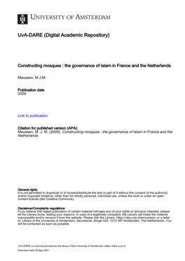 Chapter 2. the Governance of Religion in France and the Netherlands