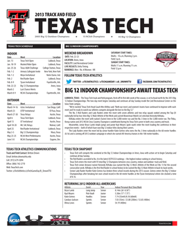 Big 12 Indoor Championships Await Texas Tech