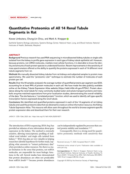 Quantitative Proteomics of All 14 Renal Tubule Segments in Rat