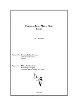 Champion Lakes Master Plan; Fauna