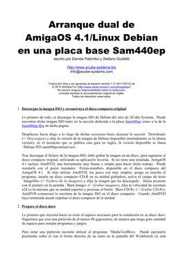 Arranque Dual De Amigaos 4.1/Linux Debian En Una Placa Base Sam440ep Escrito Por Davide Palombo Y Stefano Guidetti