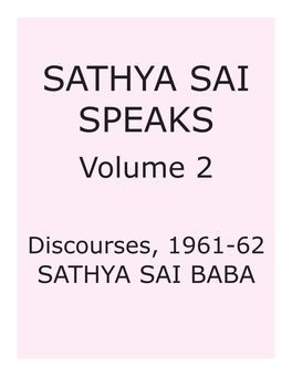 Sathya Sai Speaks, Volume 2