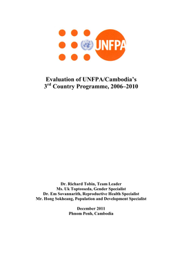 Evaluation of UNFPA/Cambodia's 3 Country Programme, 2006–2010