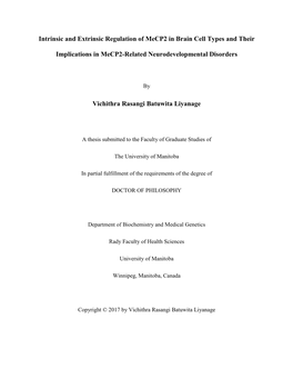 Intrinsic and Extrinsic Regulation of Mecp2 in Brain Cell Types and Their