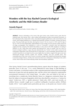 Wonders with the Sea: Rachel Carson's Ecological Aesthetic And