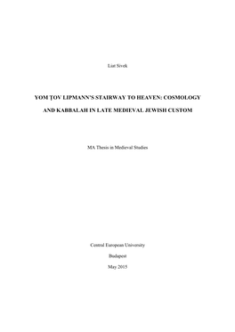 Cosmology and Kabbalah in Late Medieval Jewish Custom