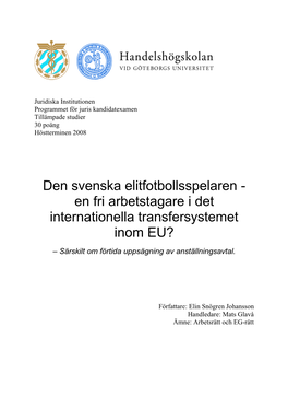 En Fri Arbetstagare I Det Internationella Transfersystemet Inom EU?