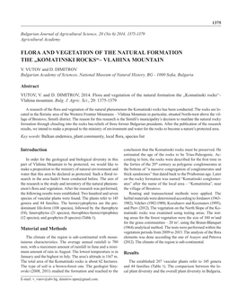 Flora and Vegetation of the Natural Formation the „Komatinski Rocks“– Vlahina Mountain V