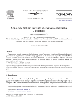 Conjugacy Problem in Groups of Oriented Geometrizable 3-Manifolds Jean-Philippe Préauxa,B,∗