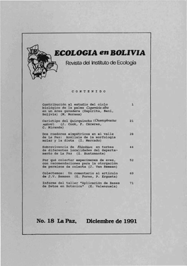 ECOLOGIA En BOLIVIA Revista Del Instituto De Ecología