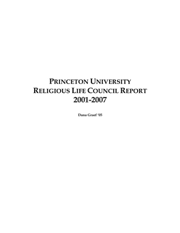 Princeton University Religious Life Council Report 2001-2007