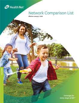 Network Comparison List Effective January 1, 2021 CALPERS
