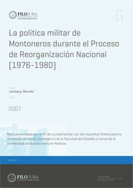 La Política Militar De Montoneros Durante El Proceso De Reorganización Nacional (1976-1980)