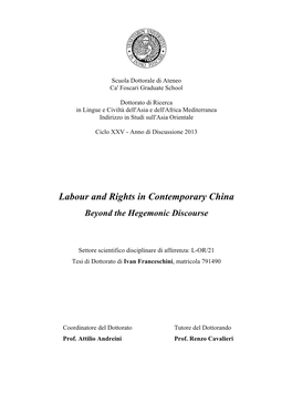 Labour and Rights in Contemporary China Beyond the Hegemonic Discourse