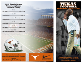 2016 Charlie Strong Texas Longhorns Football Camp June 5 Mini-Camp #1